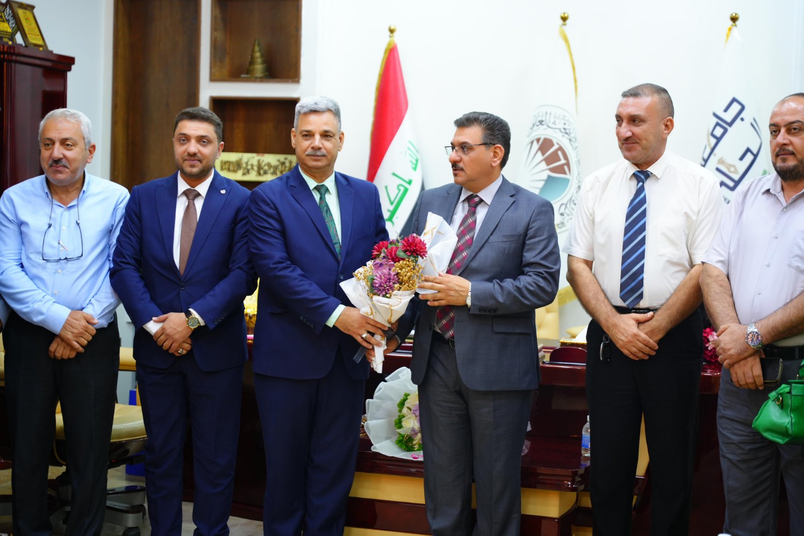 A delegation of professors from the Iraqi International Creativity and Innovation Forum visits Hilla University to offer congratulations on its transformation into a university